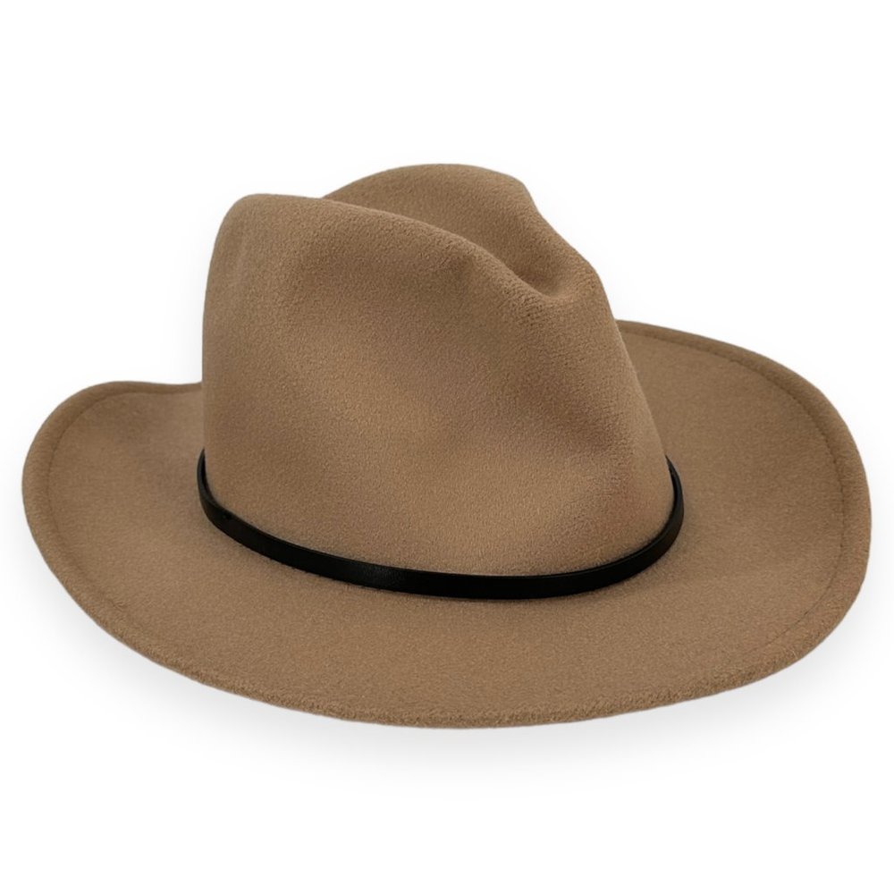 Vintage Beige Brown Wool Blend Fedora Hat